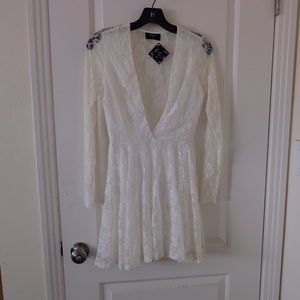 White Lace Skater Mini Dress